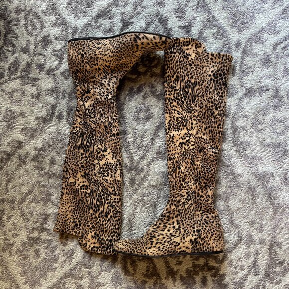 Stuart Weitzman Animal Print Over-The-Knee Boots - Picture 3 of 11